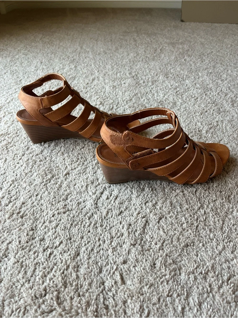 White Mountain Brown Strappy Gladiator Wedge Sandals